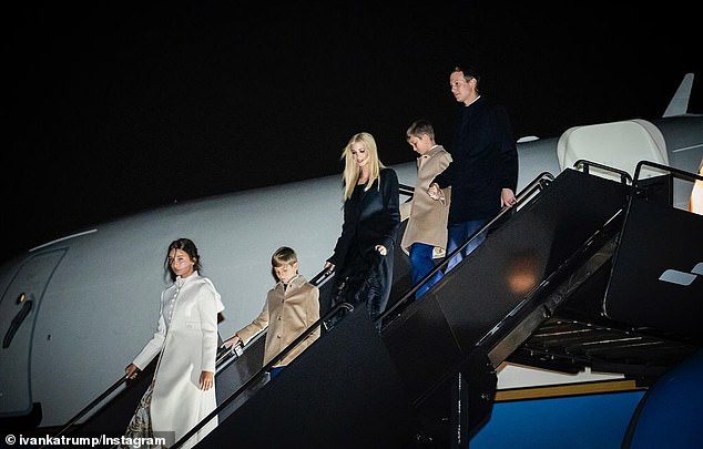 Ivanka and her family were seen getting off a private plane