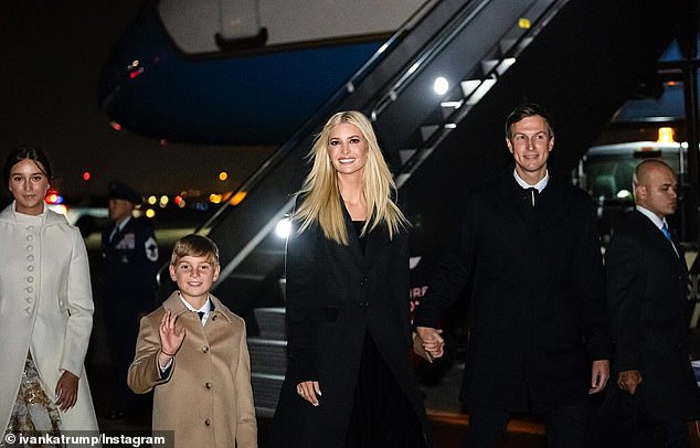 Ivanka, Jared Kushner and their children were all smiles as they returned to Washington