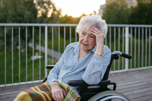 Vulnerable senior woman feeling alone.