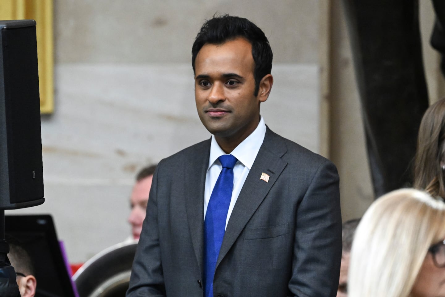 Vivek Ramaswamy arrives before the 60th Presidential Inauguration in the Rotunda of the US Capitol in Washington, Monday, Jan. 20, 2025.