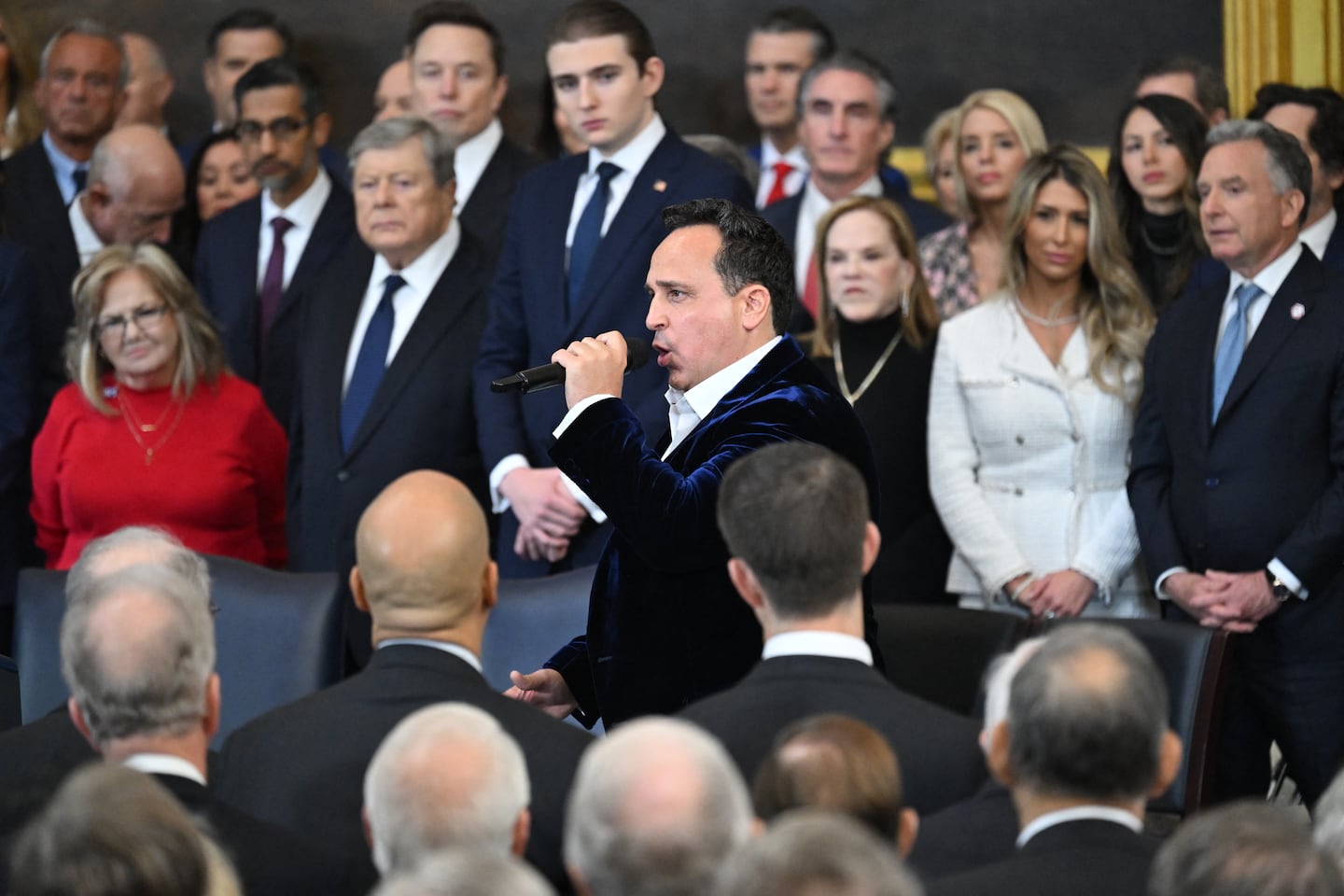 Ssinger Christopher Macchio performs during the inauguration ceremony before Donald Trump is sworn in as the 47th US President in the US Capitol Rotunda in Washington, D.C., on Jan. 20, 2025. 