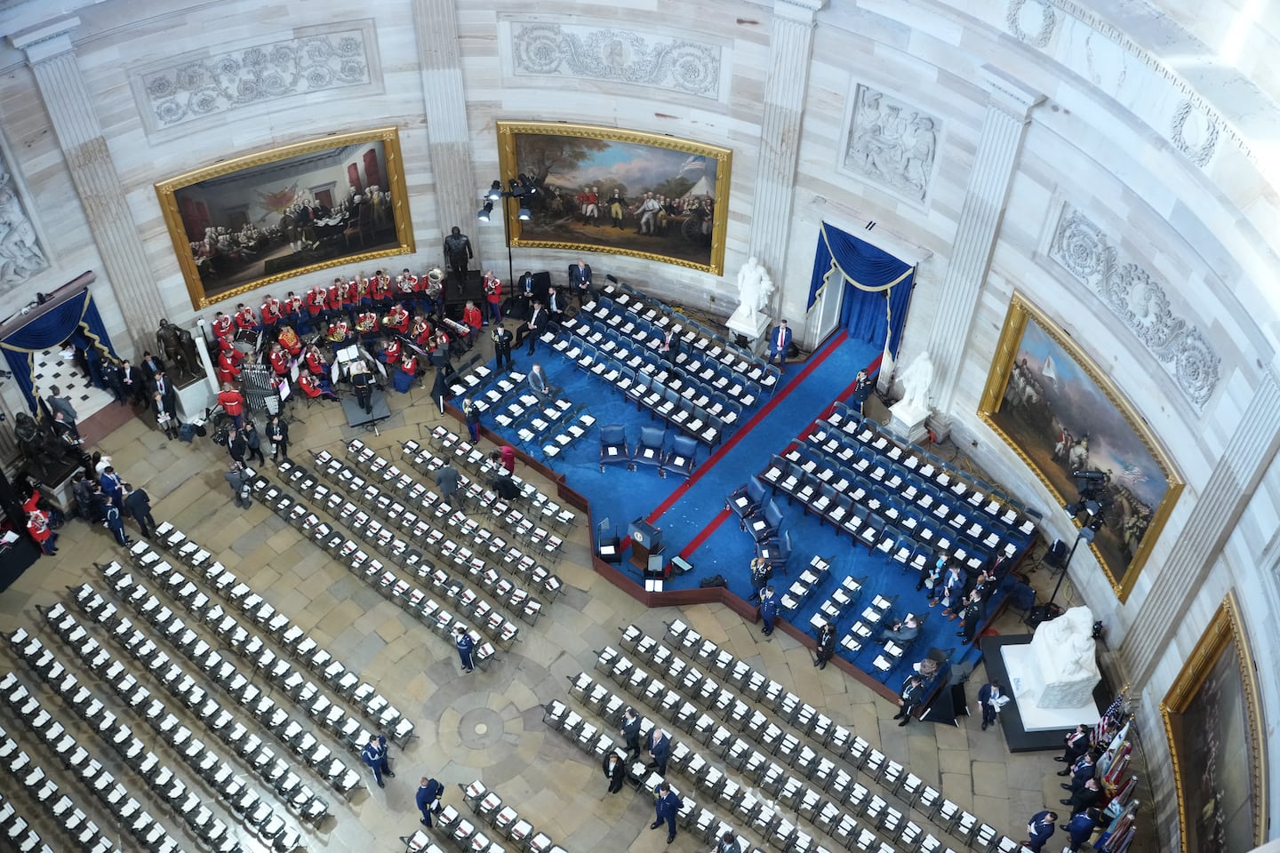 A view of empty seats in the Capitol Rotunda ahead of the inauguration ceremony where Donald Trump will be sworn in as the 47th US President in Washington, D.C., on Jan. 20, 2025. 