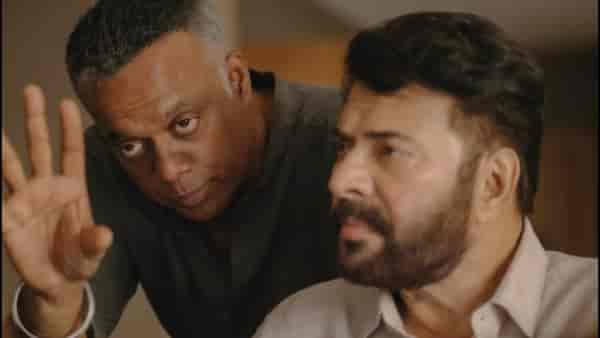 Gautham Vasudev Menon and Mammootty on the sets of Dominic and the Ladies' Purse