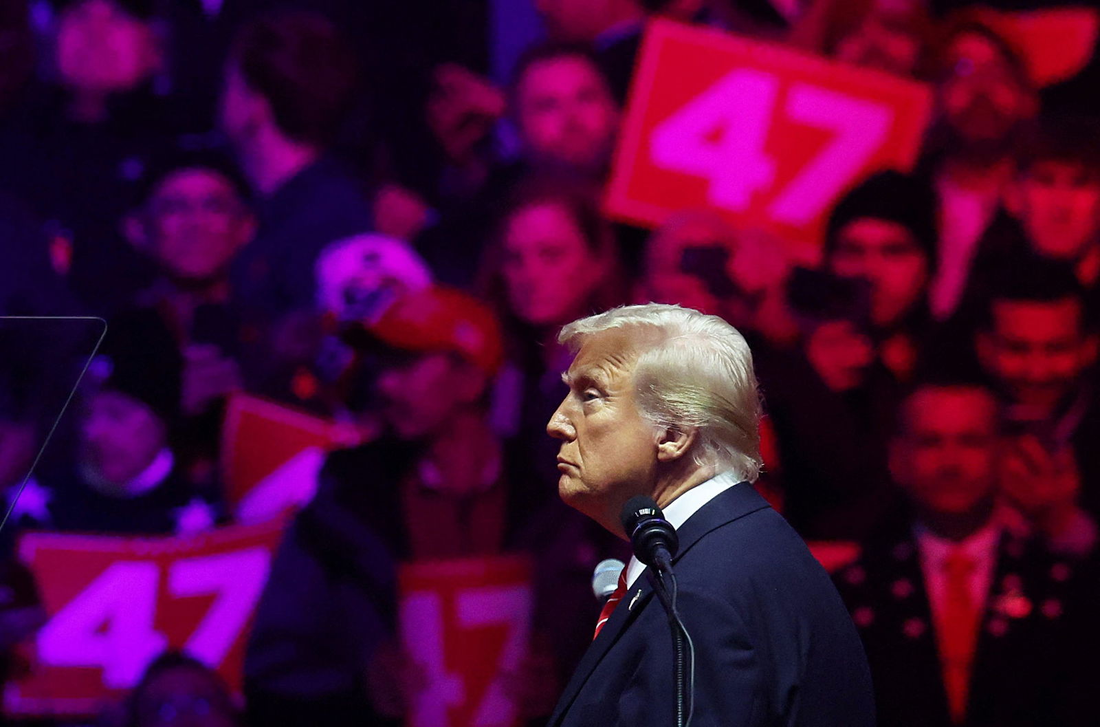 Trump looks up at crowds 