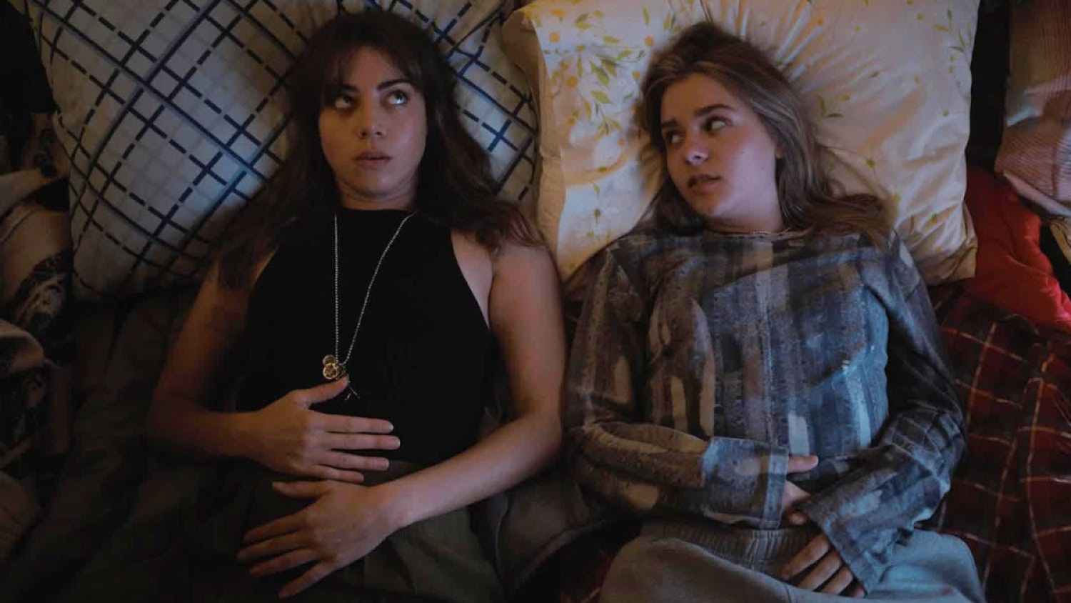 L-R: Older Elliot (Aubrey Plaza) and Younger Elliot (Maisy Stella) from 'My Old Ass'