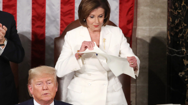 Nancy Pelosi tearing up Trump's State of the Union address