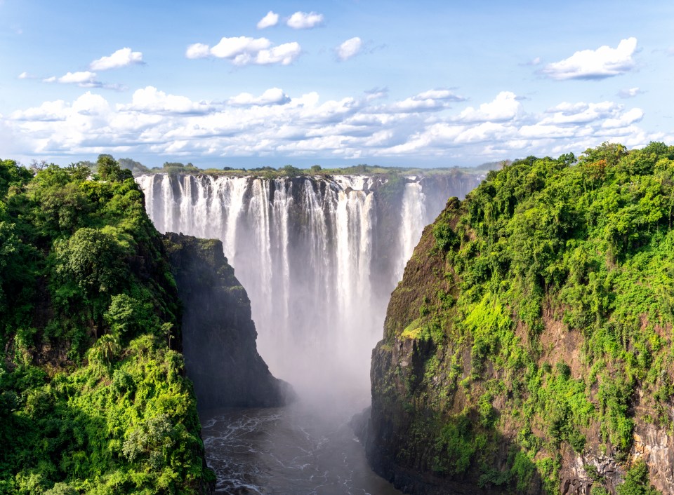 Victoria Falls at high water in Zimbabwe.