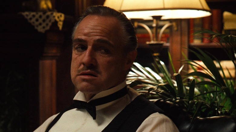 Don Vito Corleone wearing a tuxedo in The Godfather