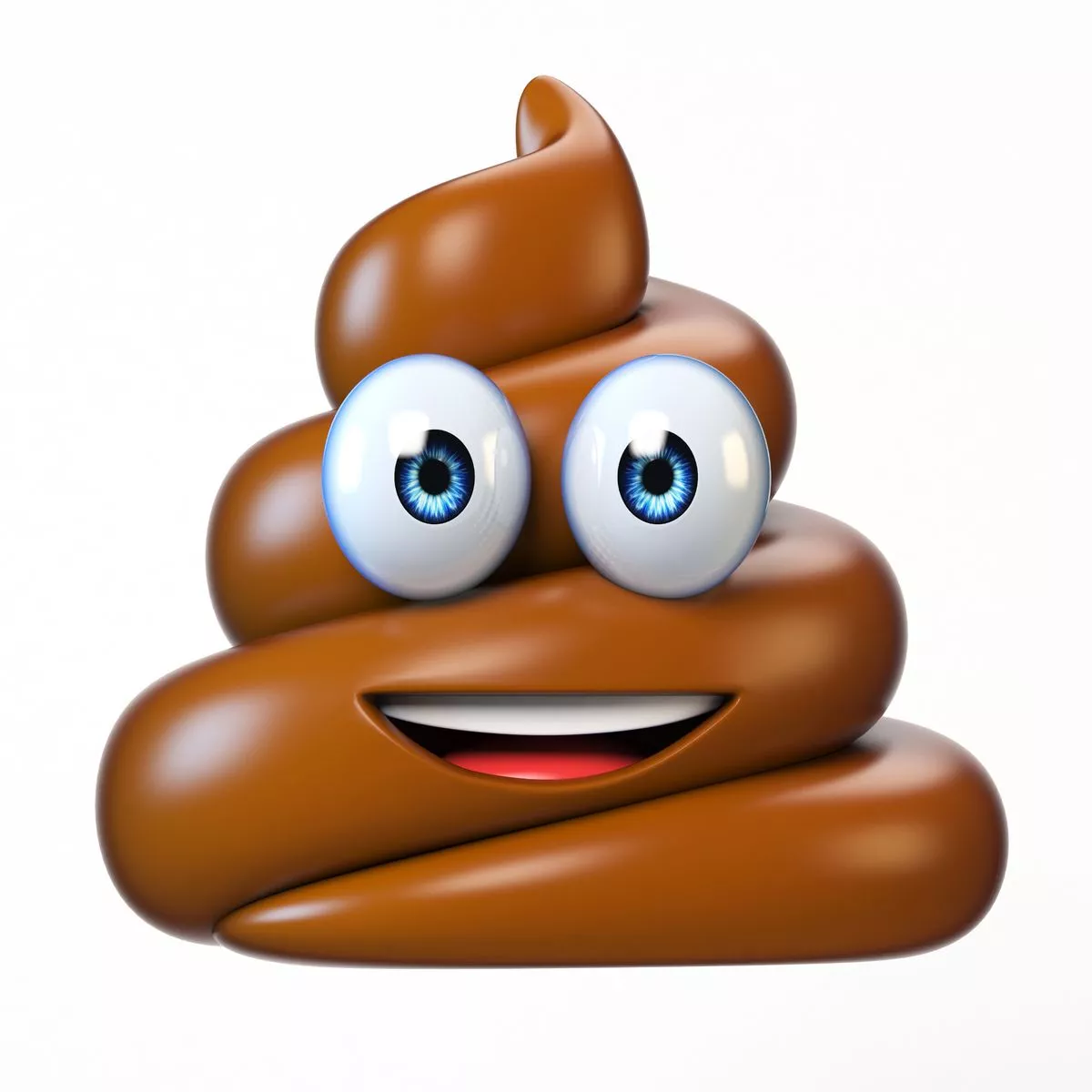 Poop emoji isolated on white background, poo emoticon 3d rendering