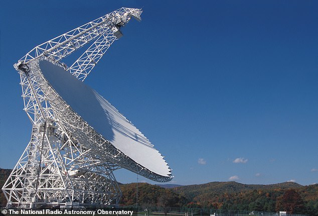 Scientists say the biggest mistake in the trailer is that aliens wouldn't really communicate with humans using their own language. They are more likely to send a simple, repeating radio signal, which would be picked up by Earth's telescopes. Pictured: The Green Bank Observatory radio telescope