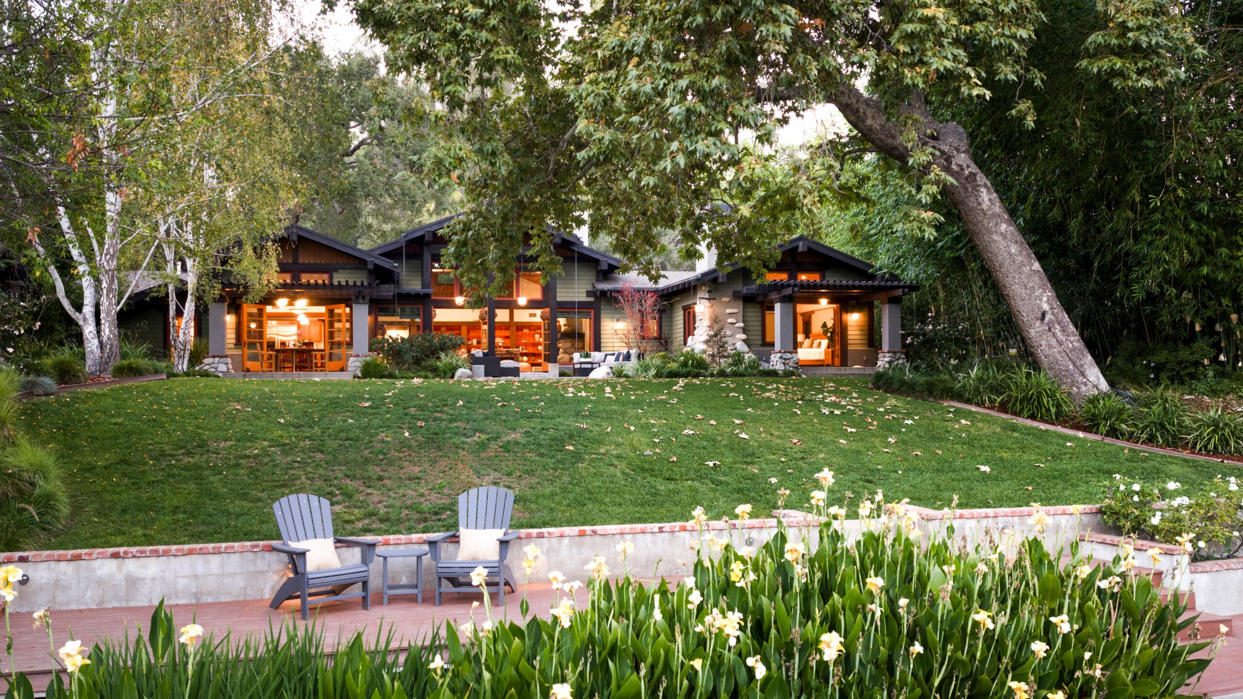 The 4,539-square-foot, single-story home sits on a half-acre lot along Johnston Lake, offering private lake access