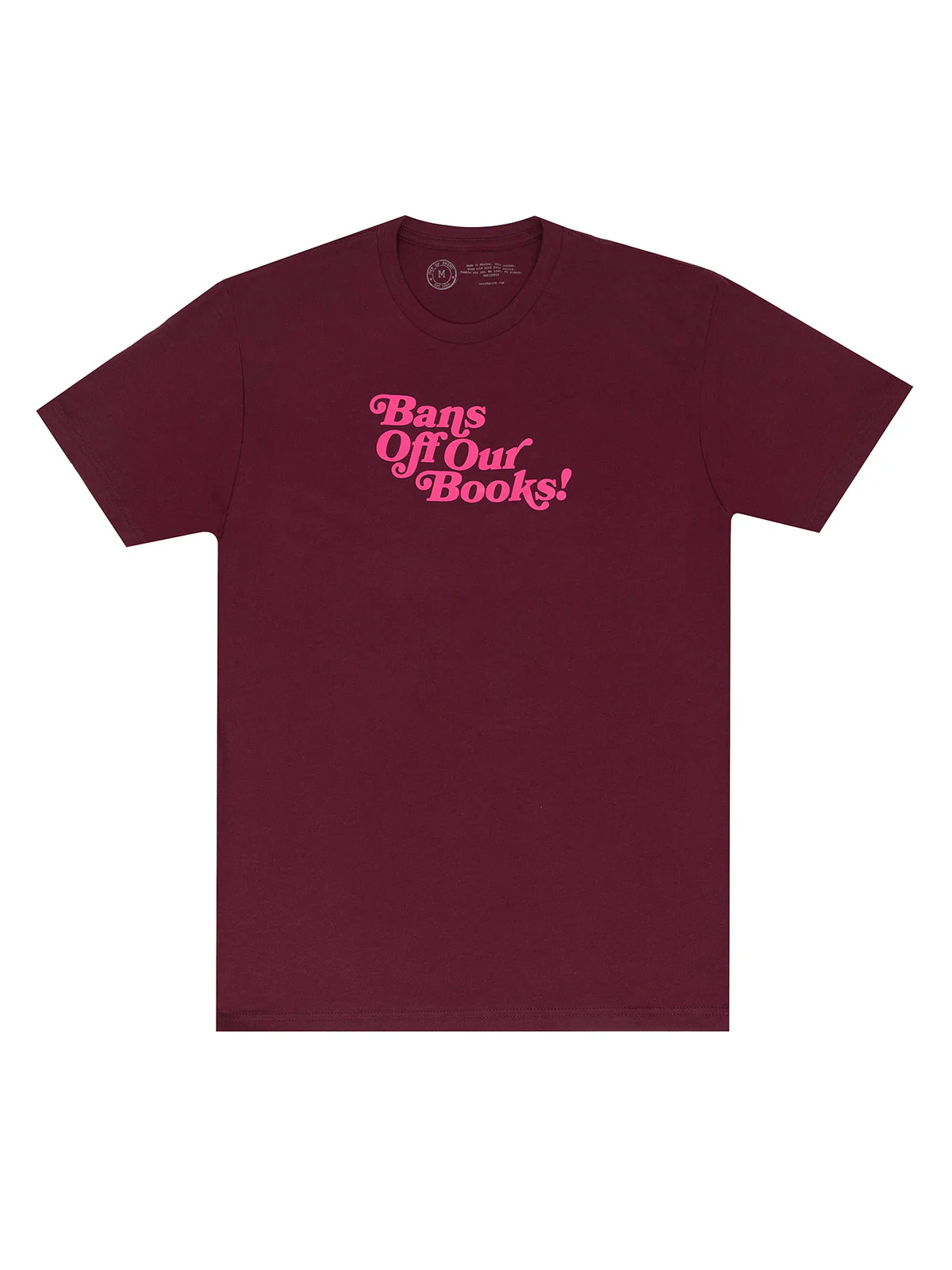 Image of a maroon shirt that says 