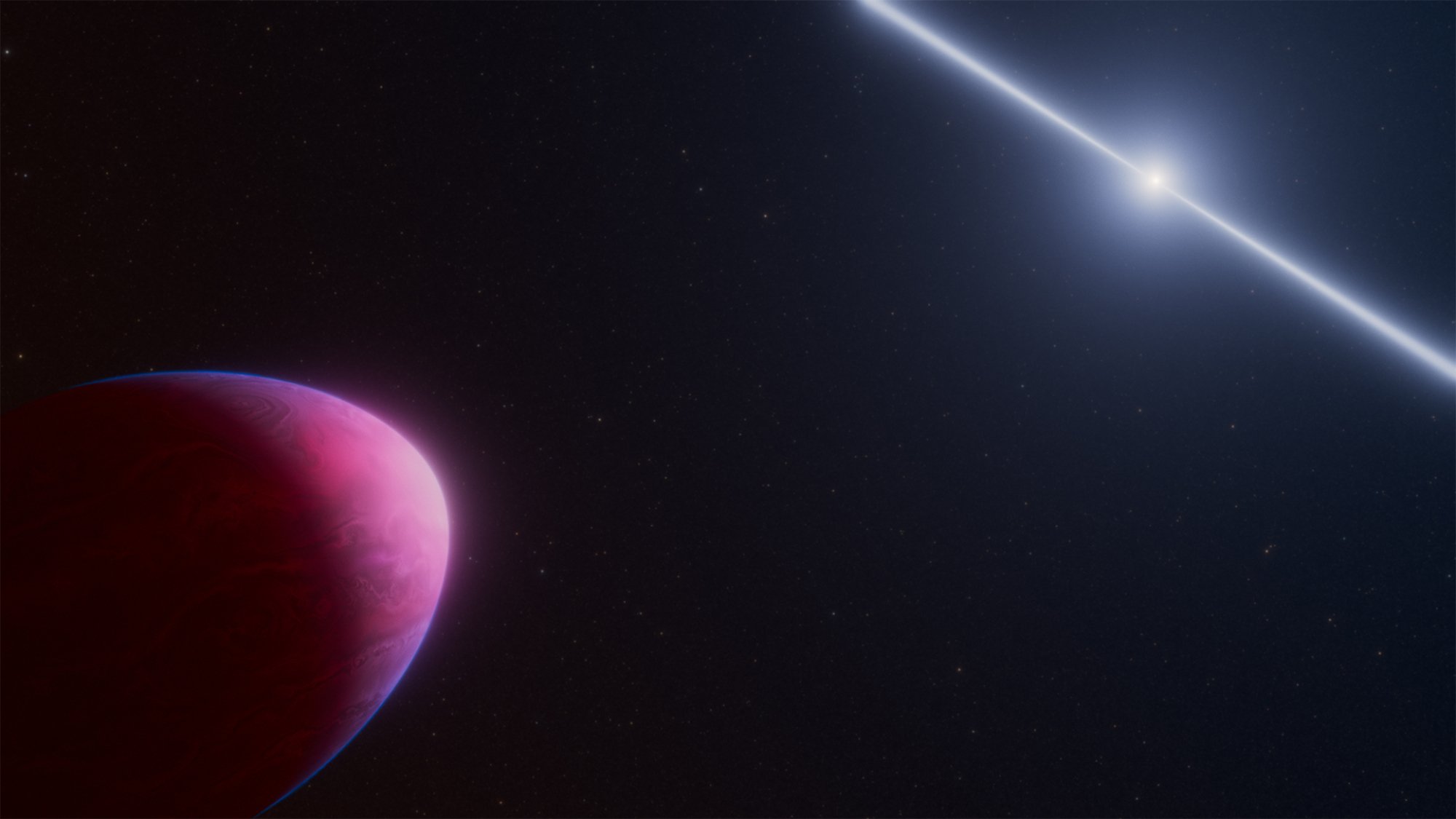 An artist's rendering of an exoplanet and pulsar binary system