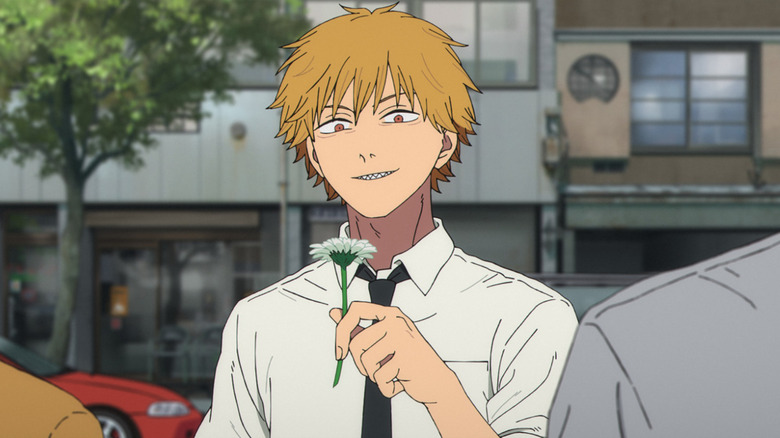 Denji holding a flower in Chainsaw Man - The Movie: Reze Arc
