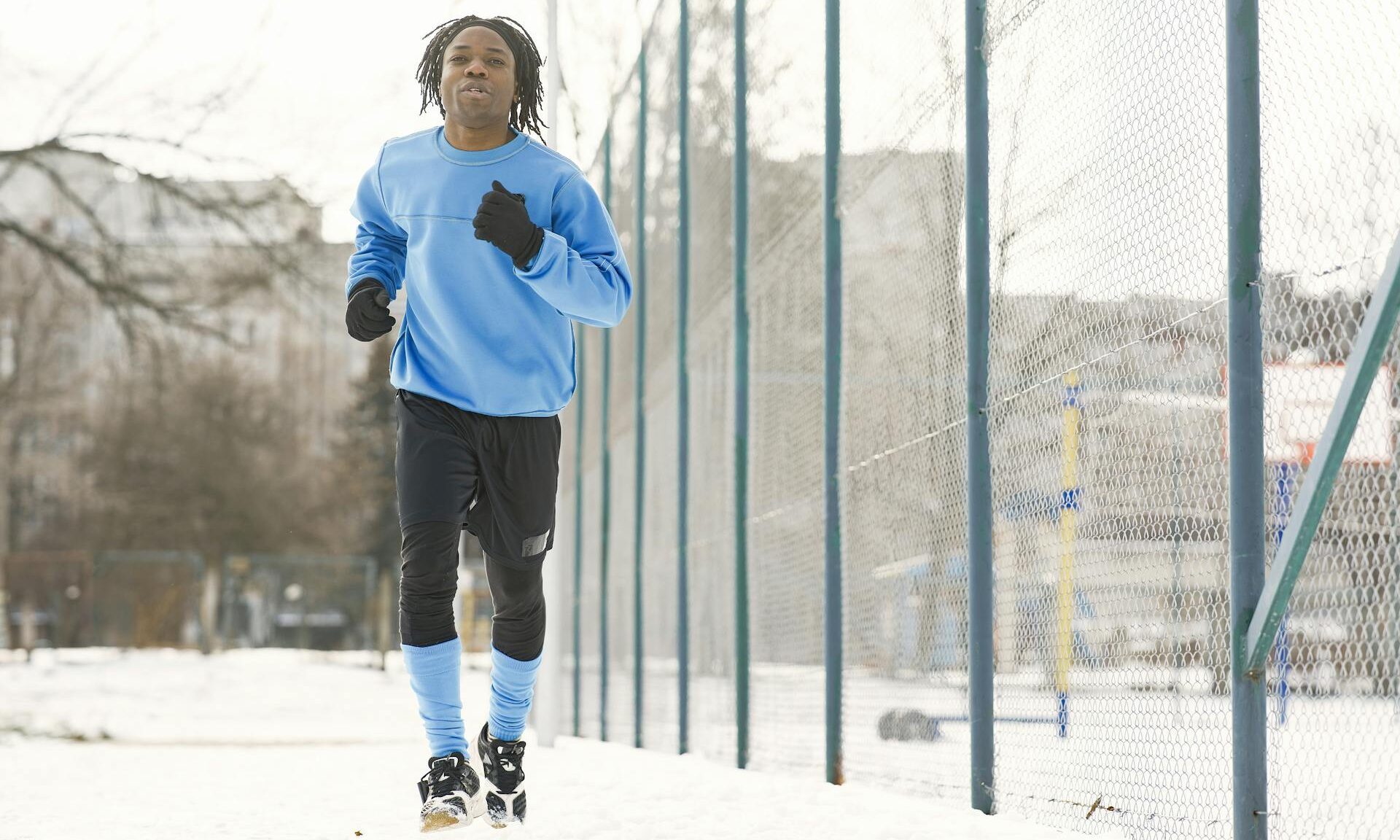 man running in the cold weather outside