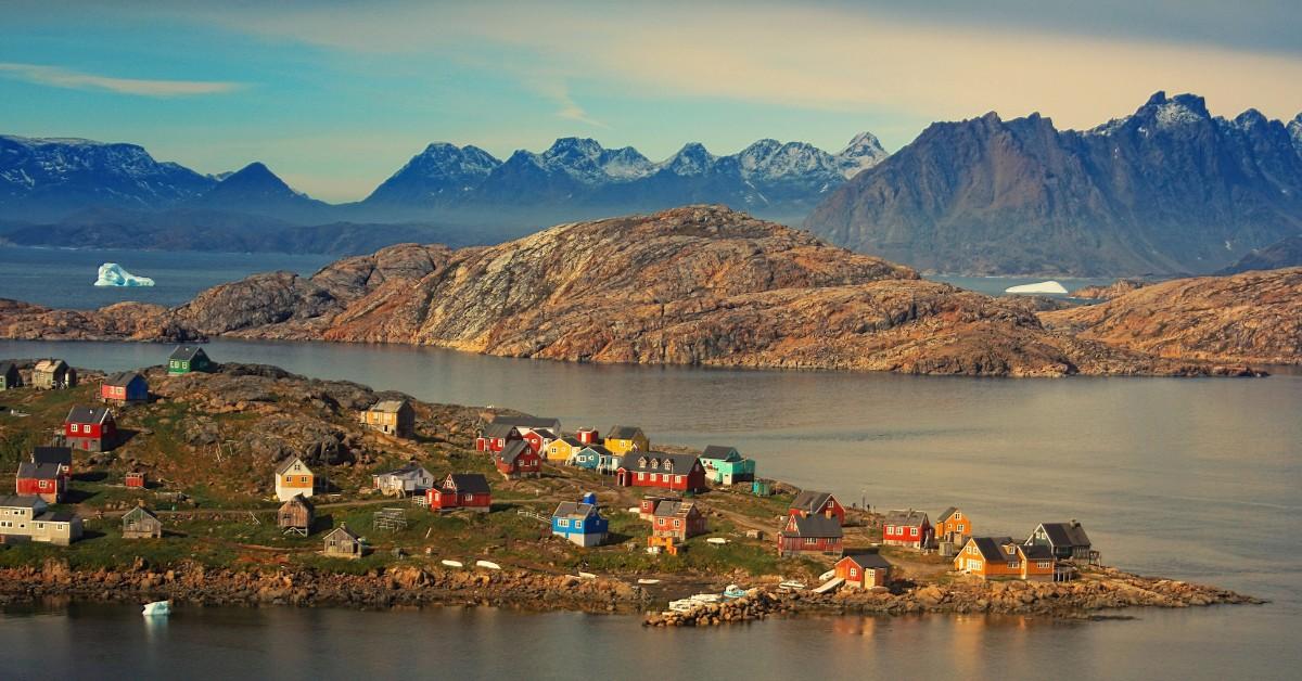 The coast of Greenland is covered in colorful homes