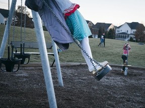 Children play at Spark Park in Leesburg. Research suggests that reducing screen time by even an hour a day can have beneficial effects. (Maxine Wallace/The Washington Post)
