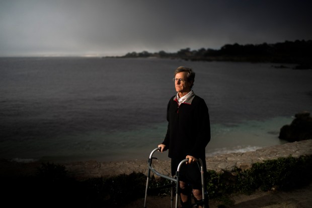 File photo of Steve Bruemmer who was bitten by a large great white shark while swimming in June of 2022 at Lovers Point in Pacific Grove. He went through a long recovery.(Doug Duran/Bay Area News Group)