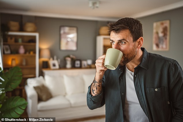 It’s more important for men to drink coffee and avoid sugary drinks, the study showed (file image)