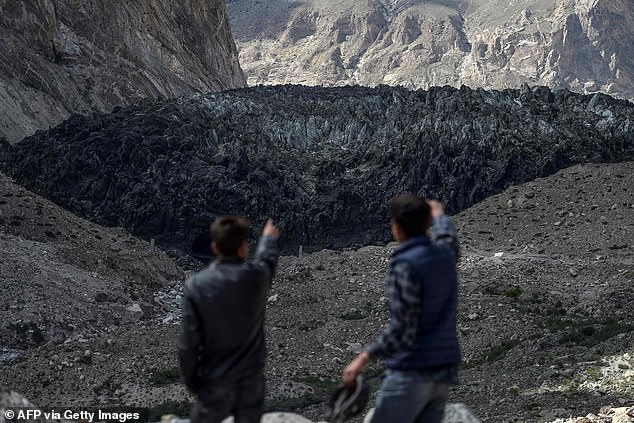 Of the 81 most dangerous glaciers in the world, most are in the Karakoram mountain range, where inhabited valleys sit directly below surging glaciers such as the Shisper glacier (pictured)