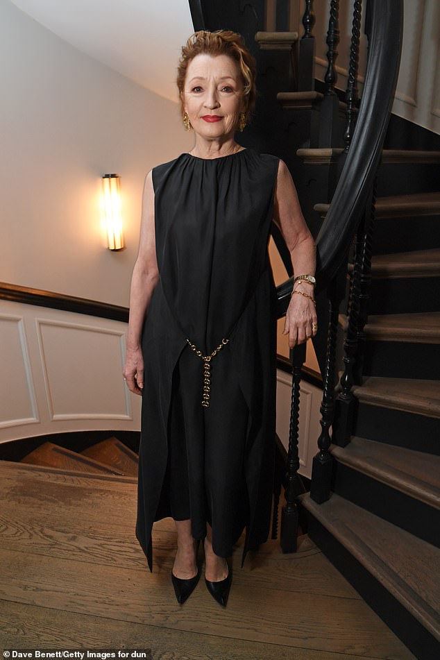 Lesley Manville cut a classy figure for the dinner
