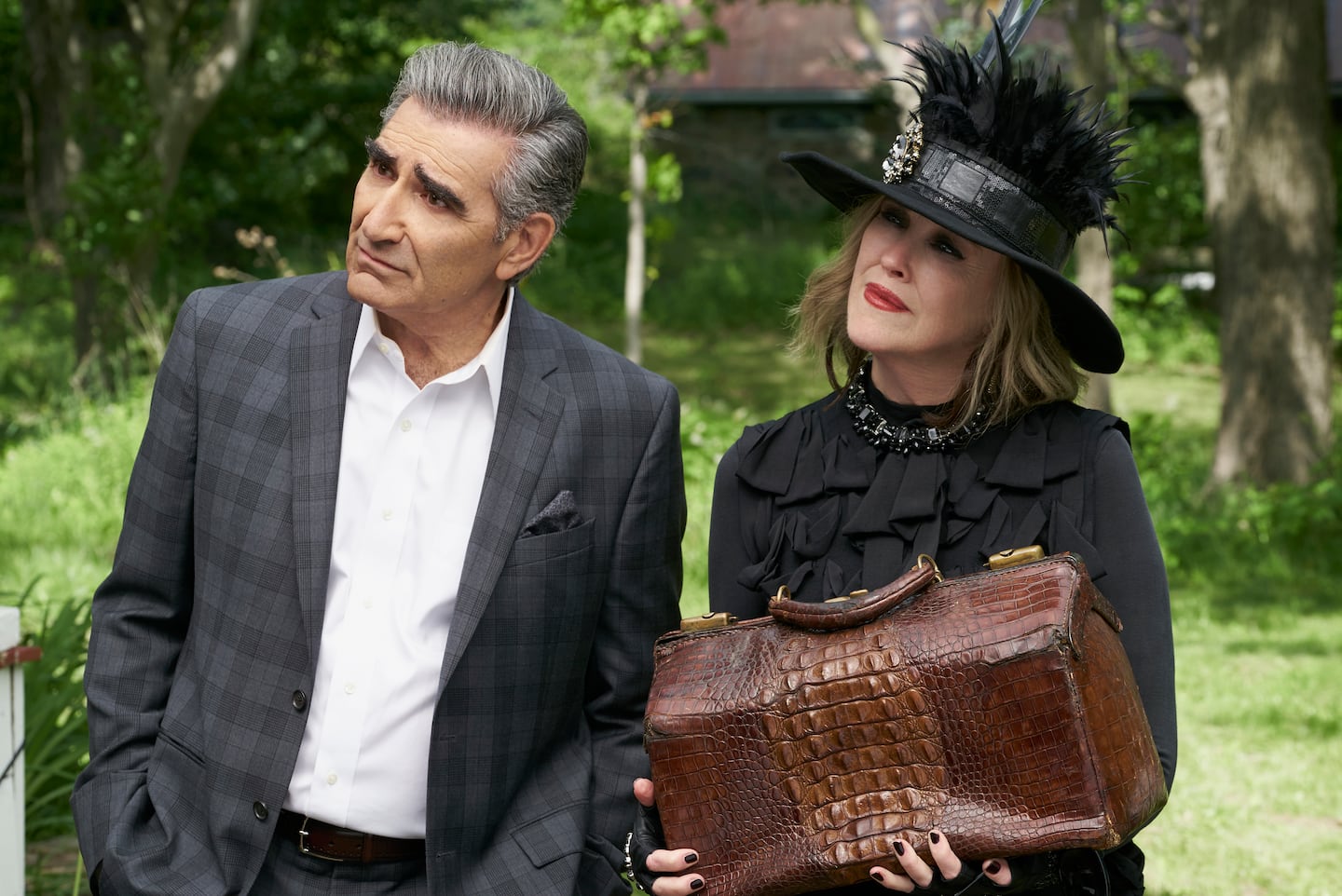 Eugene Levy as Johnny Rose and Catherine O'Hara as Moira Rose in “Schitt’s Creek.”