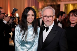 Chloé Zhao and Steven Spielberg attend the 83rd annual Golden Globe Awards