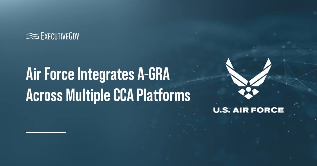 U.S. Air Force logo. The Air Force is integrating and testing A-GRA across multiple platforms as part of the CCA program.