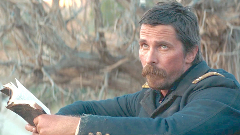 Christian Bale as Blocker, tired of someone's attitude in Hostiles