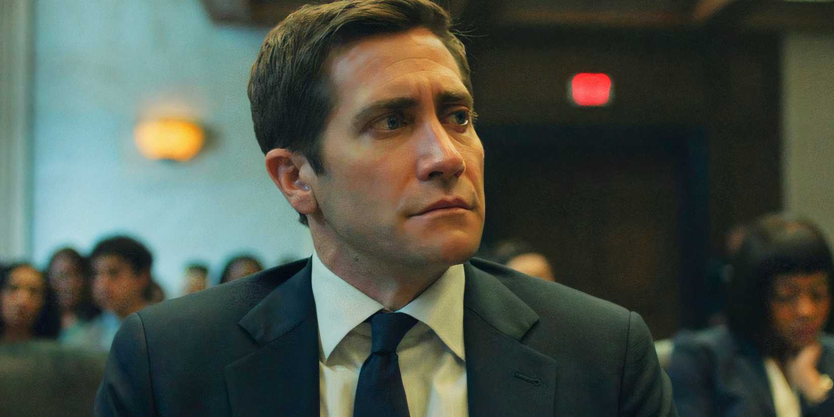 Jake Gyllenhaal looking to one side as Rusty in Presumed Innocent season 1