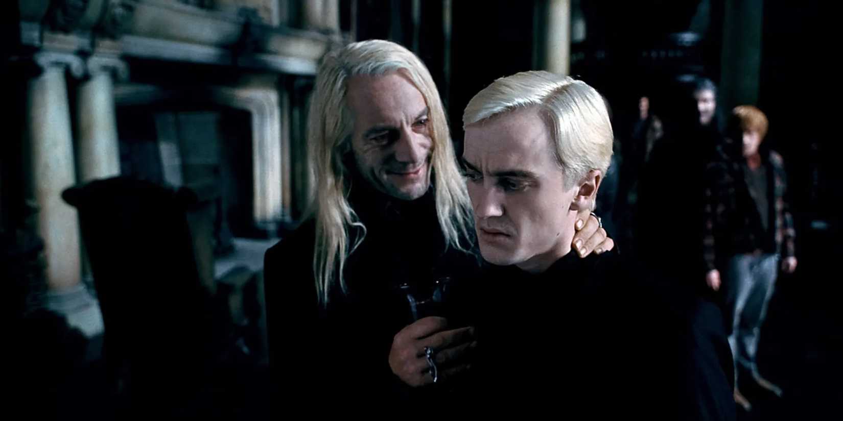 Lucius and Draco Malfoy in Harry Potter and the Deathly Hallows Part 1