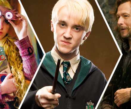 Luna Lovegood, Draco Malfoy, and Sirius Black in the Harry Potter movies