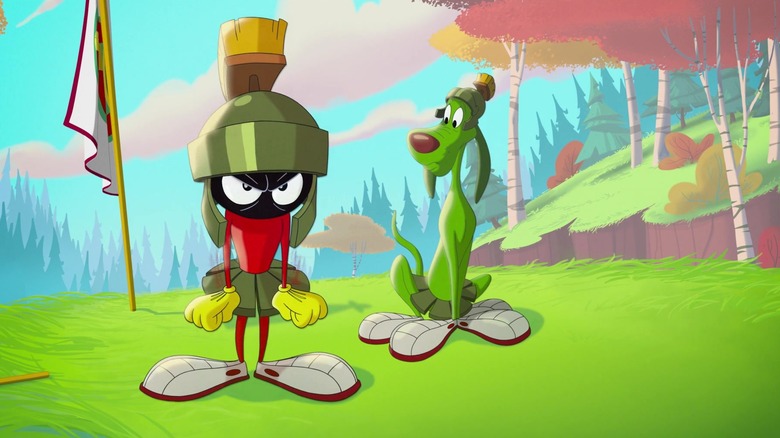 Marvin the Martian, angry, and his pet dog in Space Jam: A New Legacy