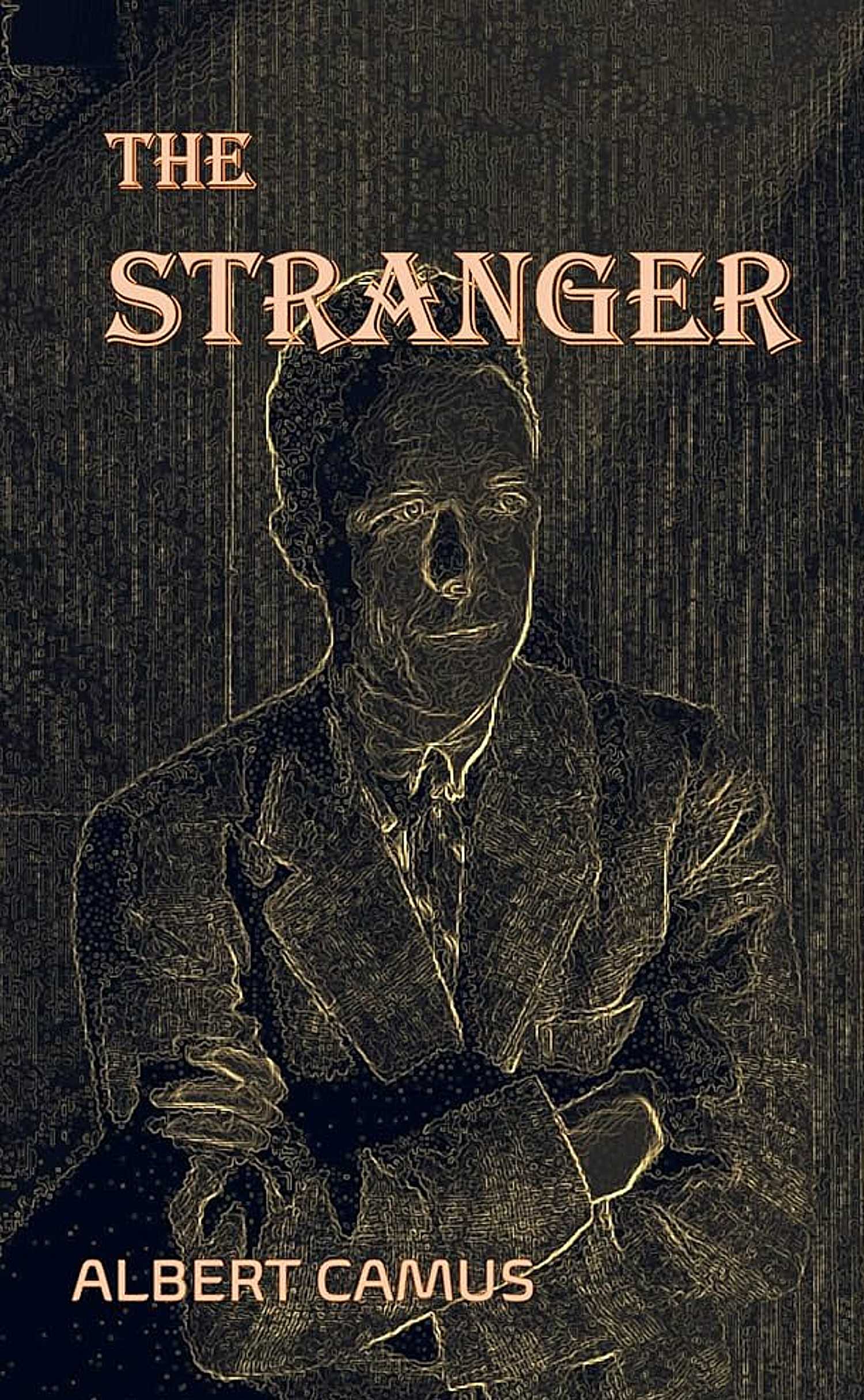 Stranger book cover, pencil sketch of a man in a suit