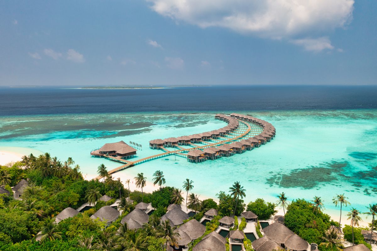 Aerial view of the Maldives island
