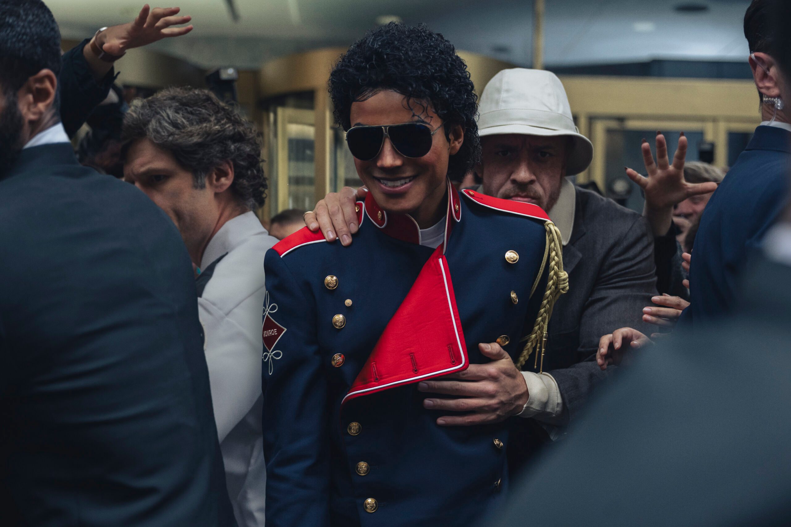 Jaafar Jackson as Michael Jackson and KeiLyn Durrel Jones as Bill Bray in the 2026 Lionsgate film, Michael.