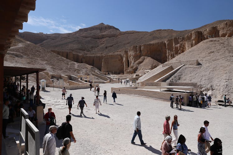 LUXOR, EGYPT - NOVEMBER 04: Visitors on their way to King Tutankhamun's burial chamber as Egypt mark...