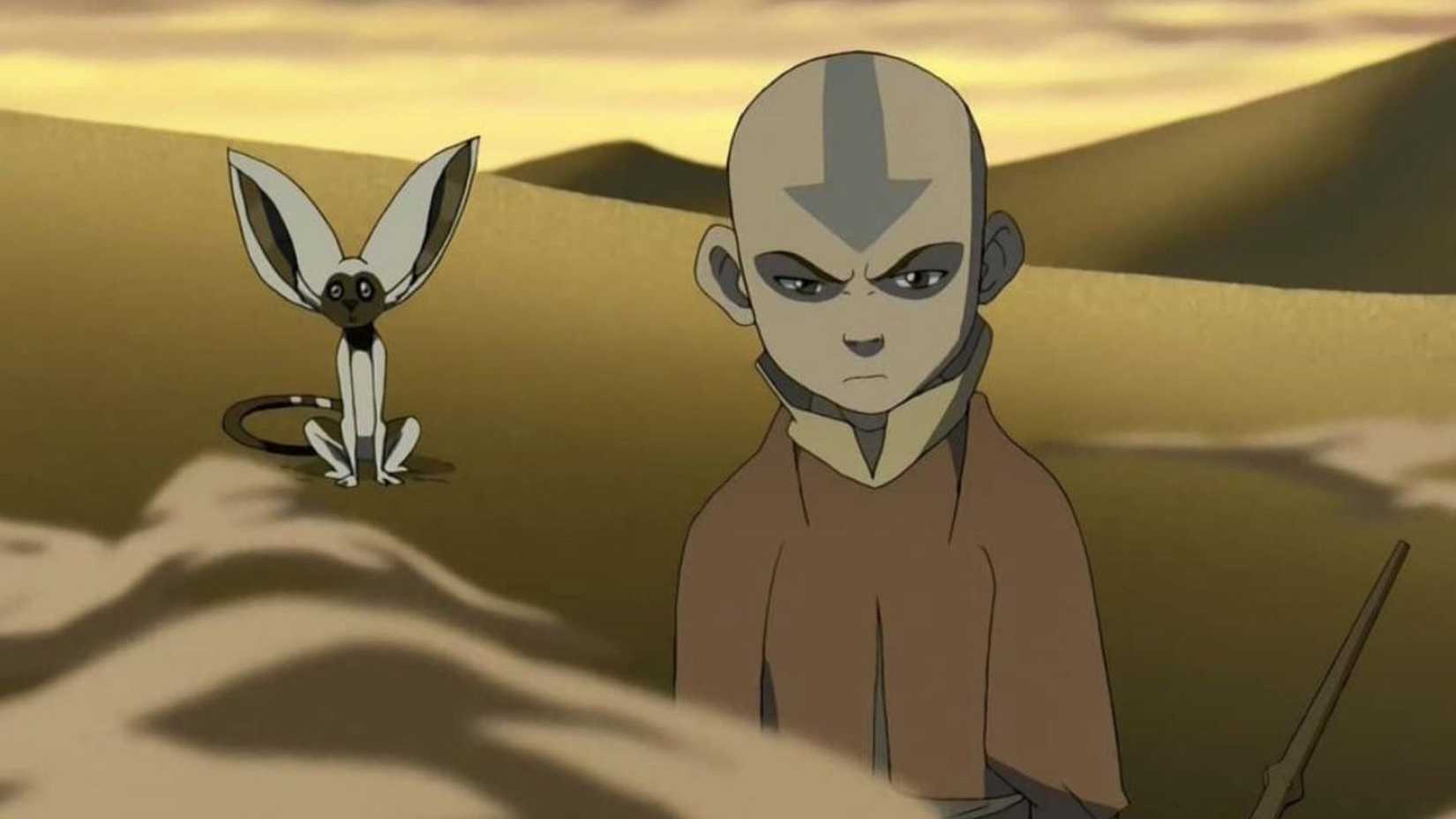 An angry Aang and Momo in Avatar: The Last Airbender