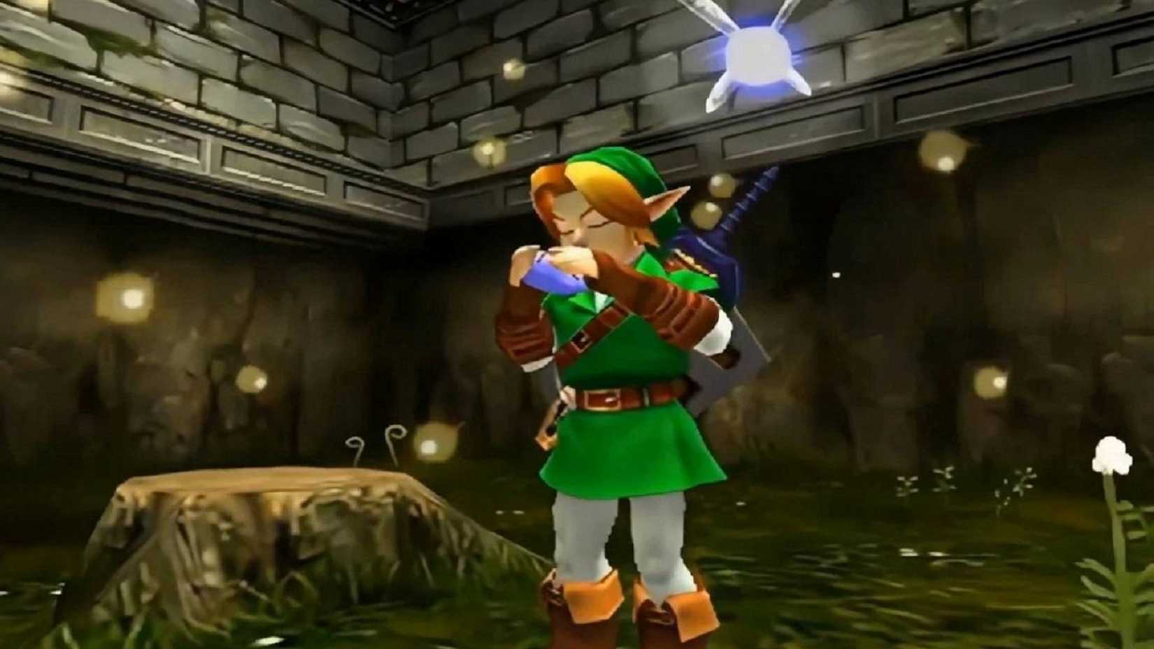 Link playing the Ocarina in The Legend of Zelda: Ocarina of Time 3D