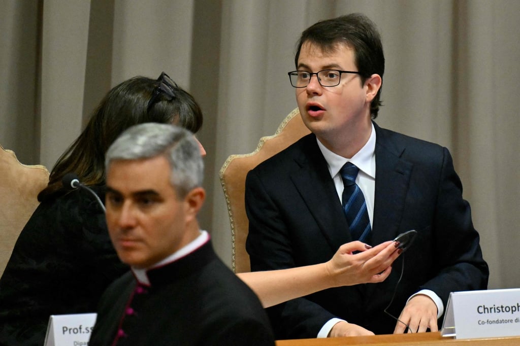Co-founder of US artificial intelligence (AI) company Anthropic, Christopher Olah, attends the presentation of Pope Leo’s first Encyclical Letter ‘Magnifica Humanitas’, focused on the rise of artificial intelligence, in the Vatican on Monday. Photo: AFP