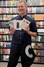 Portland author and screenwriter Jon Raymond makes his selections inside the Criterion Mobile Closet on May 29, 2026.