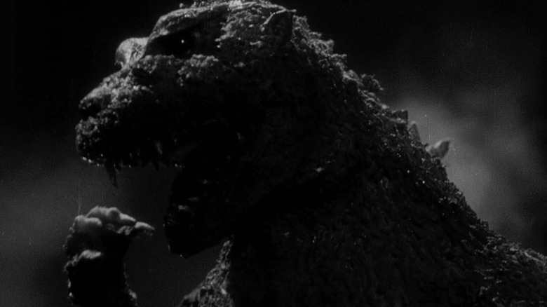 The giant Godzilla in shadow in the original Godzilla