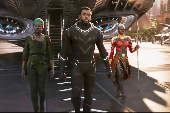 Screen Shot 2018-01-30 at 16.32.22 Chadwick Boseman, Lupita Nyong'o and Danai Gurira in Black Panther.