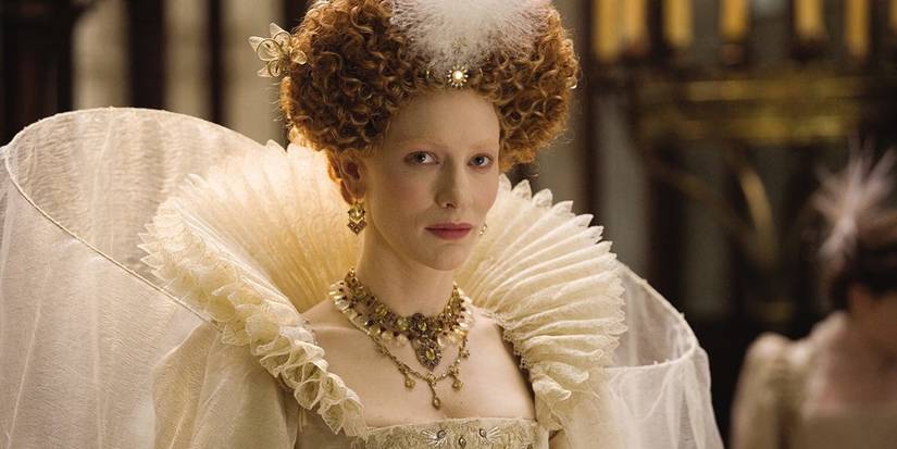Queen Elizabeth I looking intently in Elizabeth (1998)