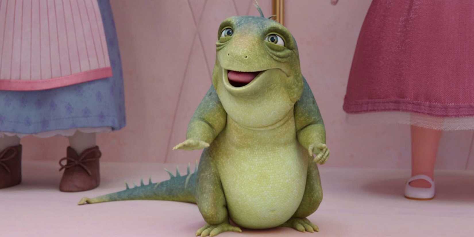 A lizard on the floor smiling in Leo