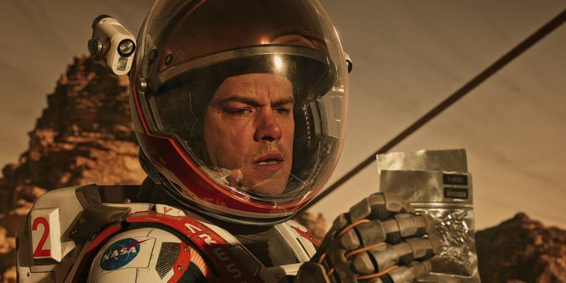 Matt Damon as an astronaut in The Martian
