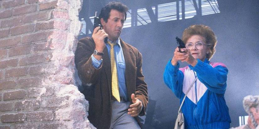 image from the 1992 action-comedy film Stop! Or My Mom Will Shoot, featuring actors Sylvester Stallone and Estelle Getty