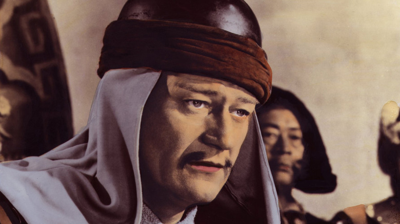 Temujin wearing a mustache and a headpiece in The Conqueror