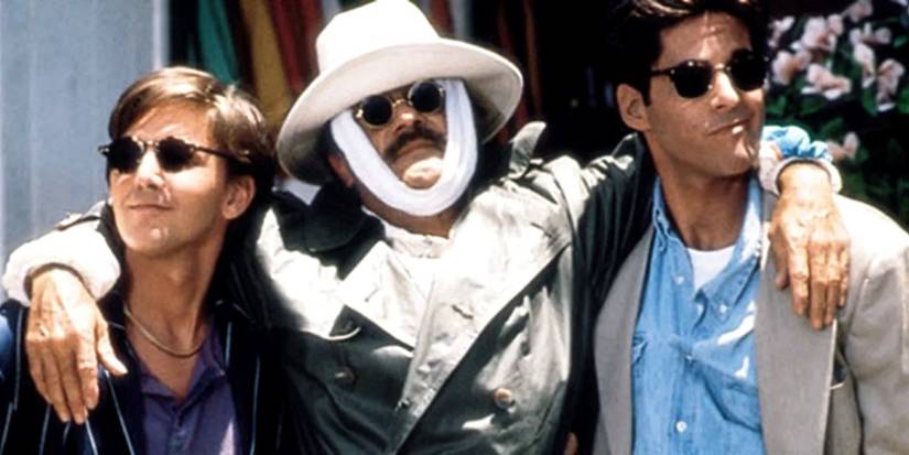 Weekend at Bernie's II, with Johnathan Silverman and Andrew McCarthy holding up a stinky corpse man, Bernie