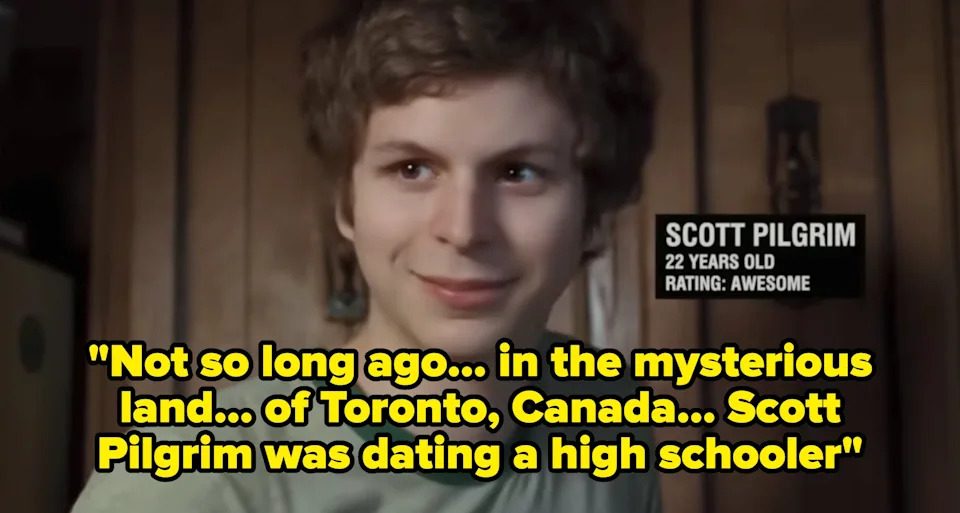 Michael Cera with short hair smiles slightly. Text on screen: 